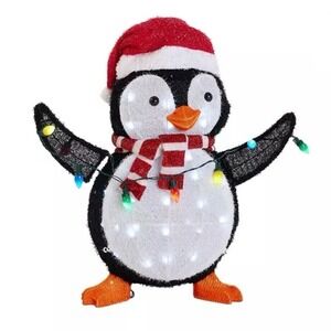 28" Penguin Lighted LED Holiday Christmas Yard Art Winter Wonder Lane -60 Lights